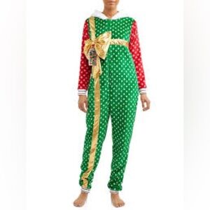 Christmas Present Onesie Hooded Pajama Set 
sz: L NEW